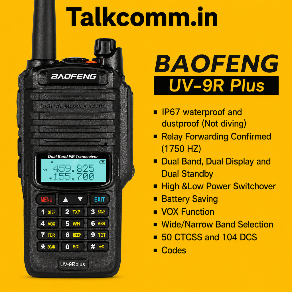TALKCOMM Baofeng UV-9R Plus Rugged Dual-Band Handheld Communication Radio