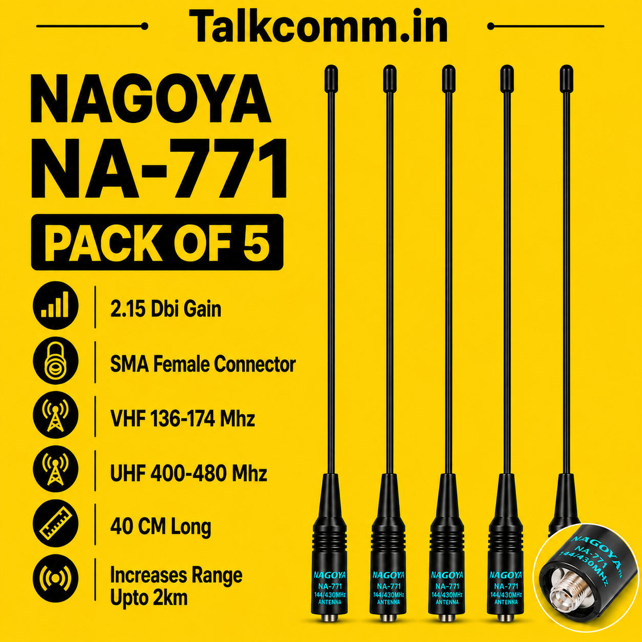 TALKCOMM Nagoya NA-771 SMA-Female Antenna For BAOFENG Radios