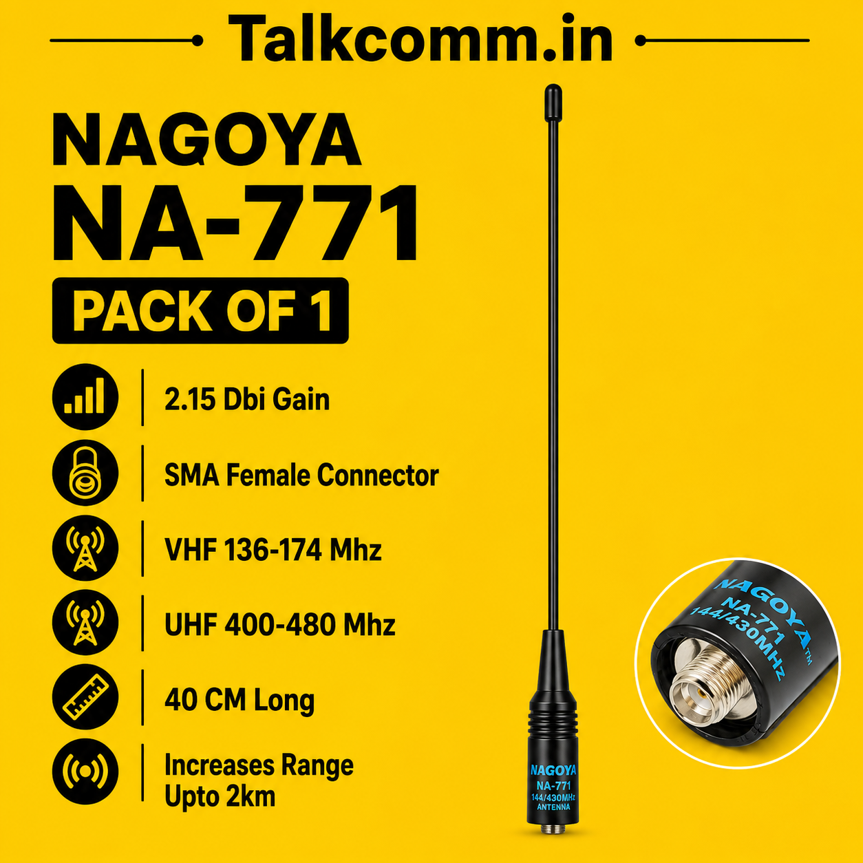 TALKCOMM Nagoya NA-771 SMA-Female Antenna For BAOFENG Radios