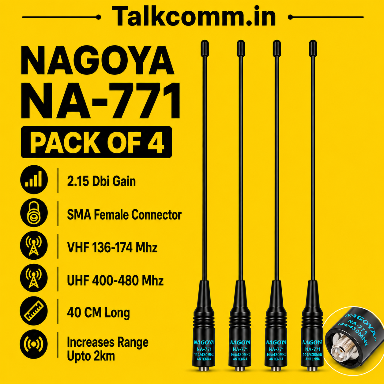 TALKCOMM Nagoya NA-771 SMA-Female Antenna For BAOFENG Radios