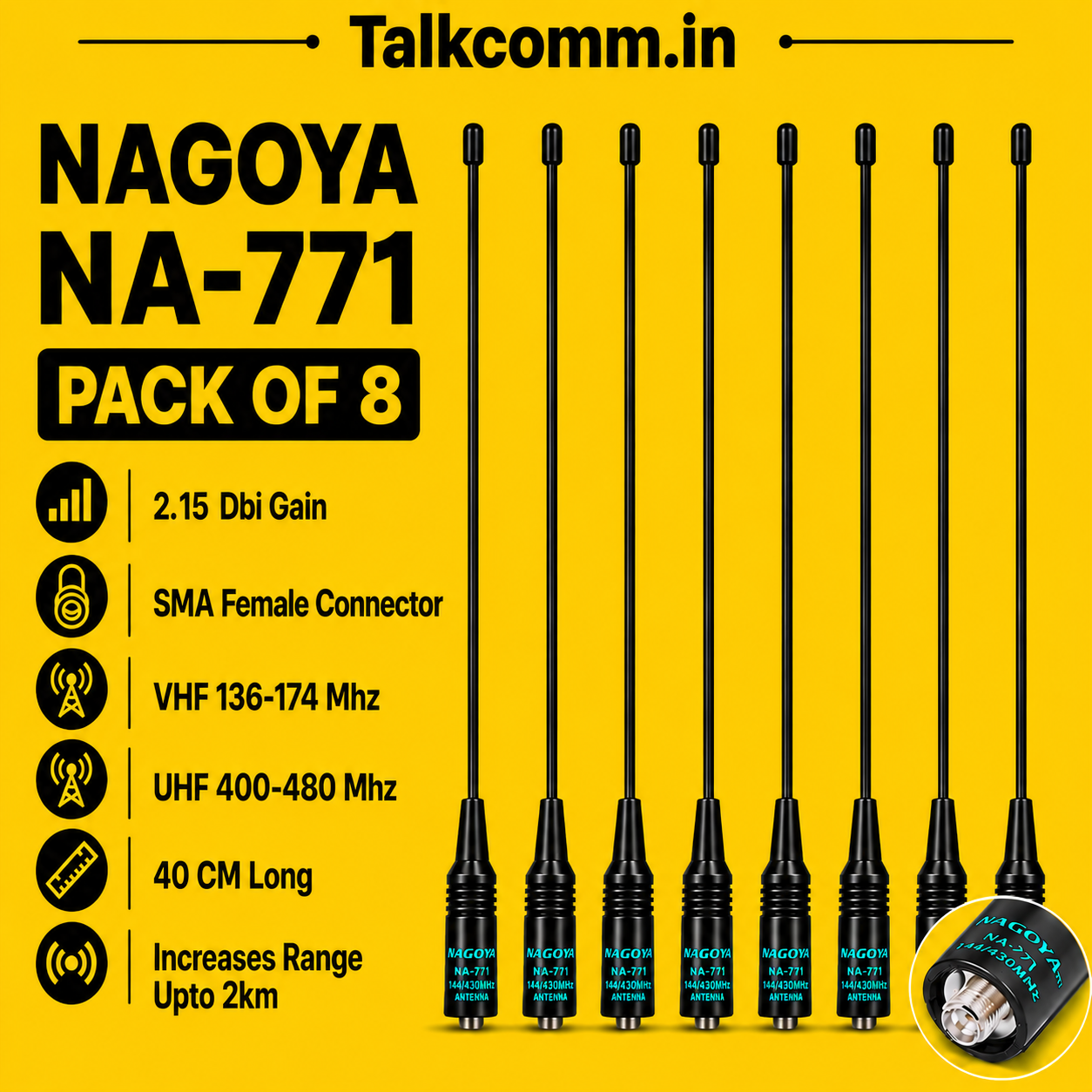 TALKCOMM Nagoya NA-771 SMA-Female Antenna For BAOFENG Radios