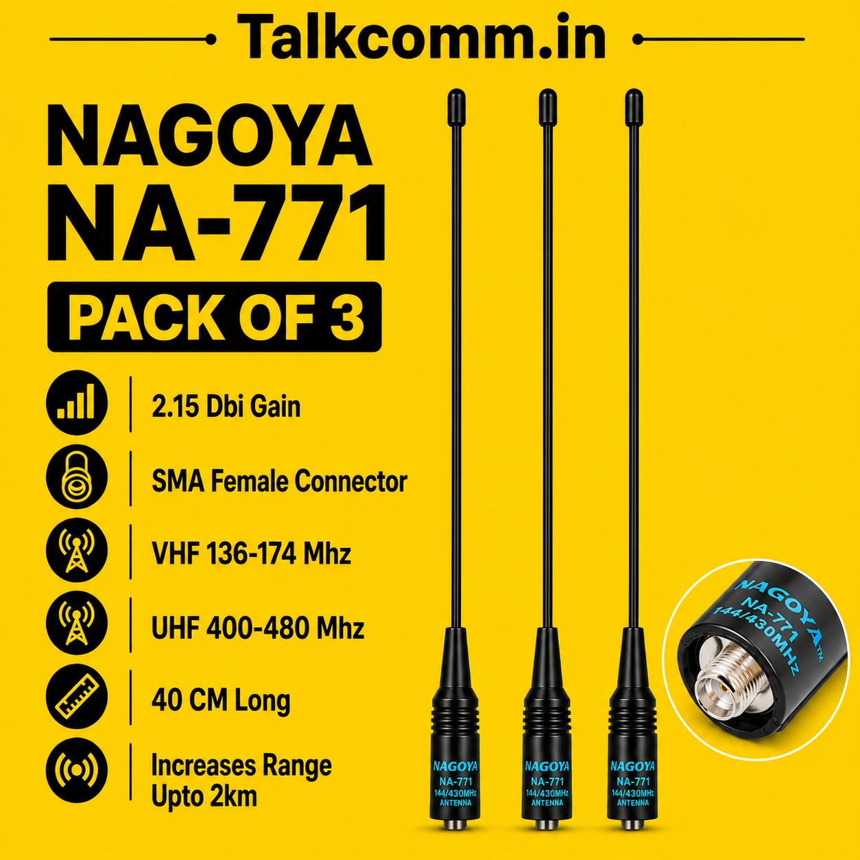 TALKCOMM Nagoya NA-771 SMA-Female Antenna For BAOFENG Radios