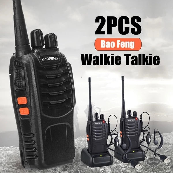 Talkcomm Black BF-888S mah Walkie Talkie two way Radios with Earphones, 16 Channel