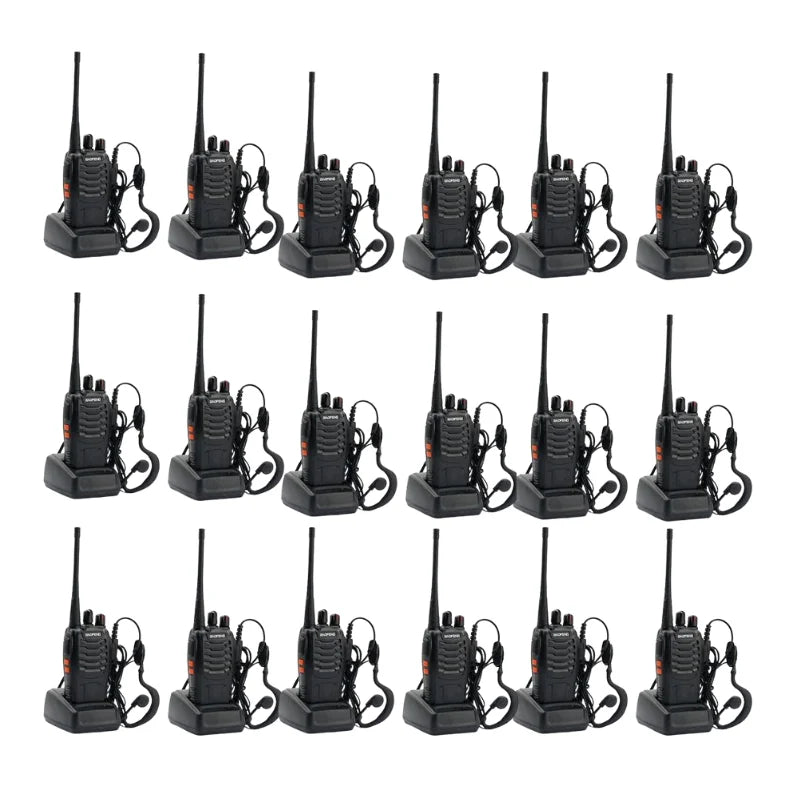 Talkcomm Black BF-888S Walkie Talkie two way Radios with Earphones, 16 Channel  (Pack of 18)